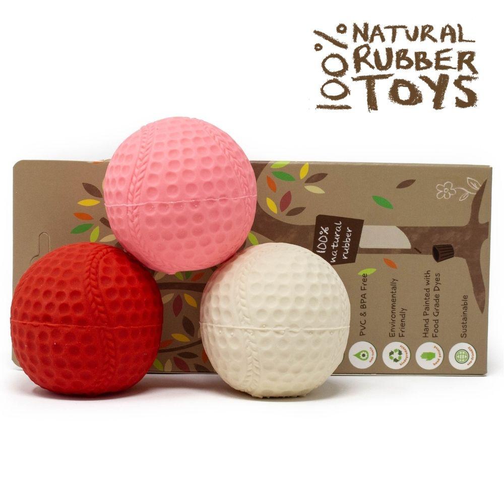 3 Ball coloured Pet Set - Natural rubber Pet Toys