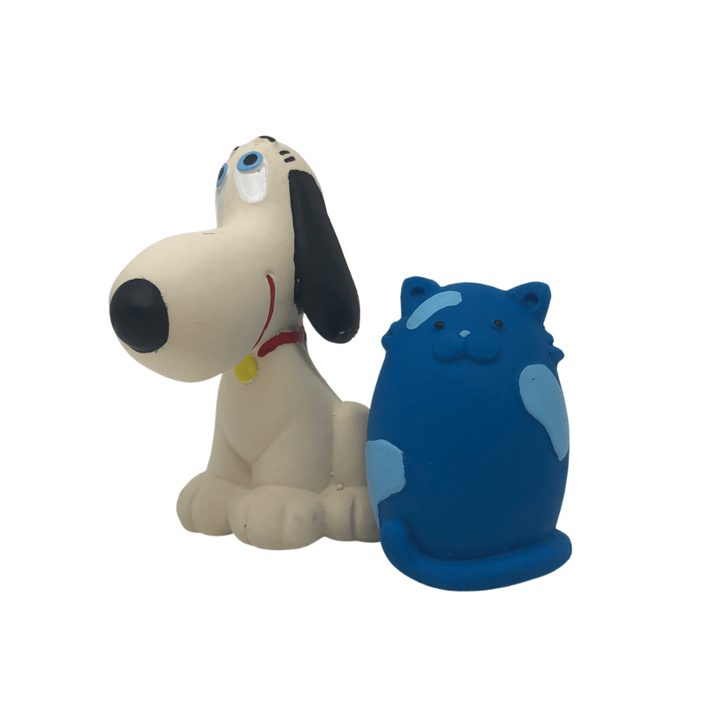 OVO Blue Cat Egg & Beagle Dog 2-Set - Natural rubber Pet Toys