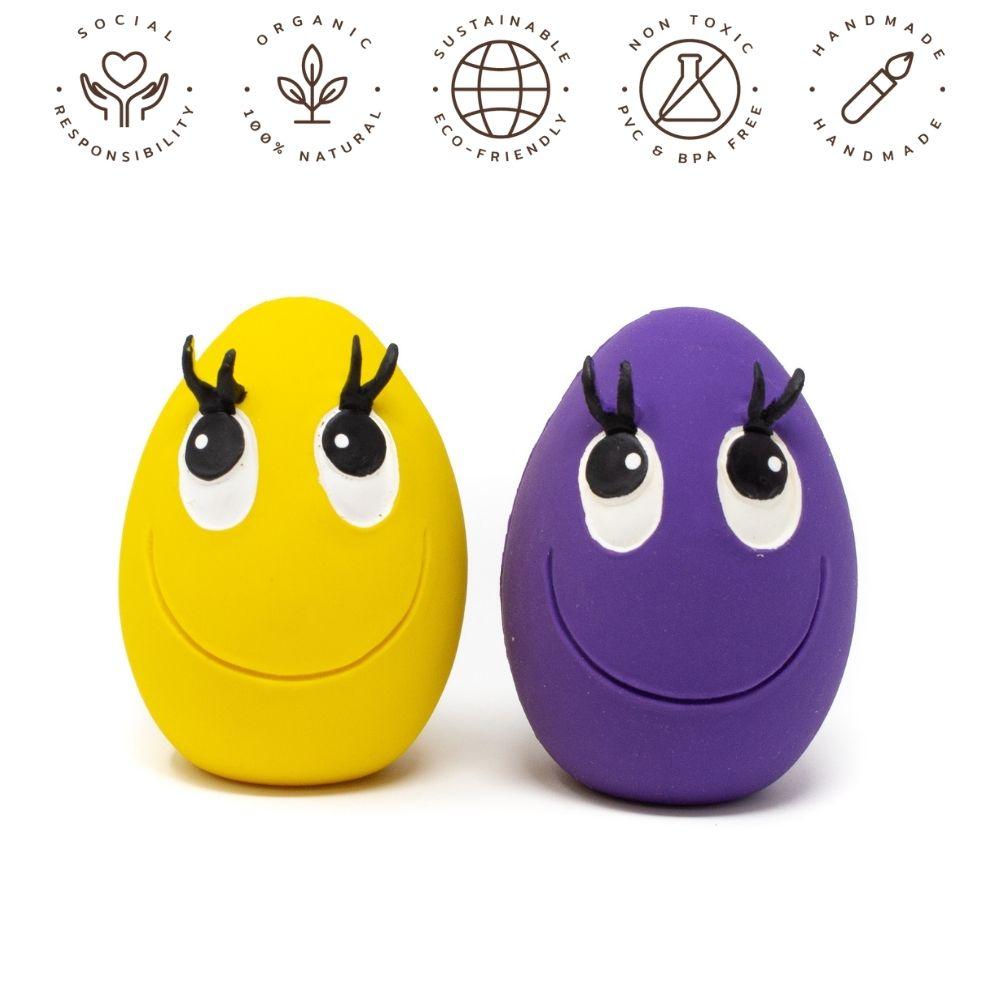 Purple And Yellow XL Ovo Egg - Natural rubber Pet Toys