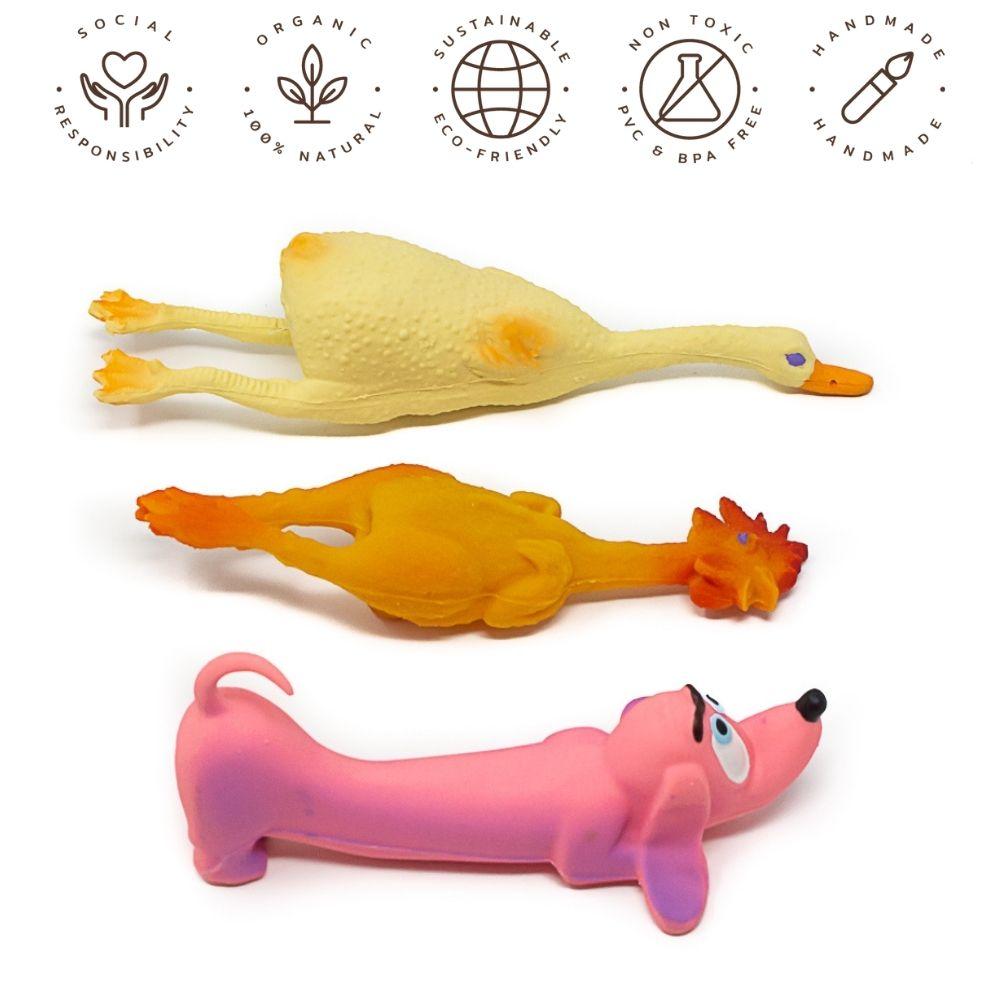 Chicken Dog & Goose Puppy teething pack - Natural rubber Pet Toys