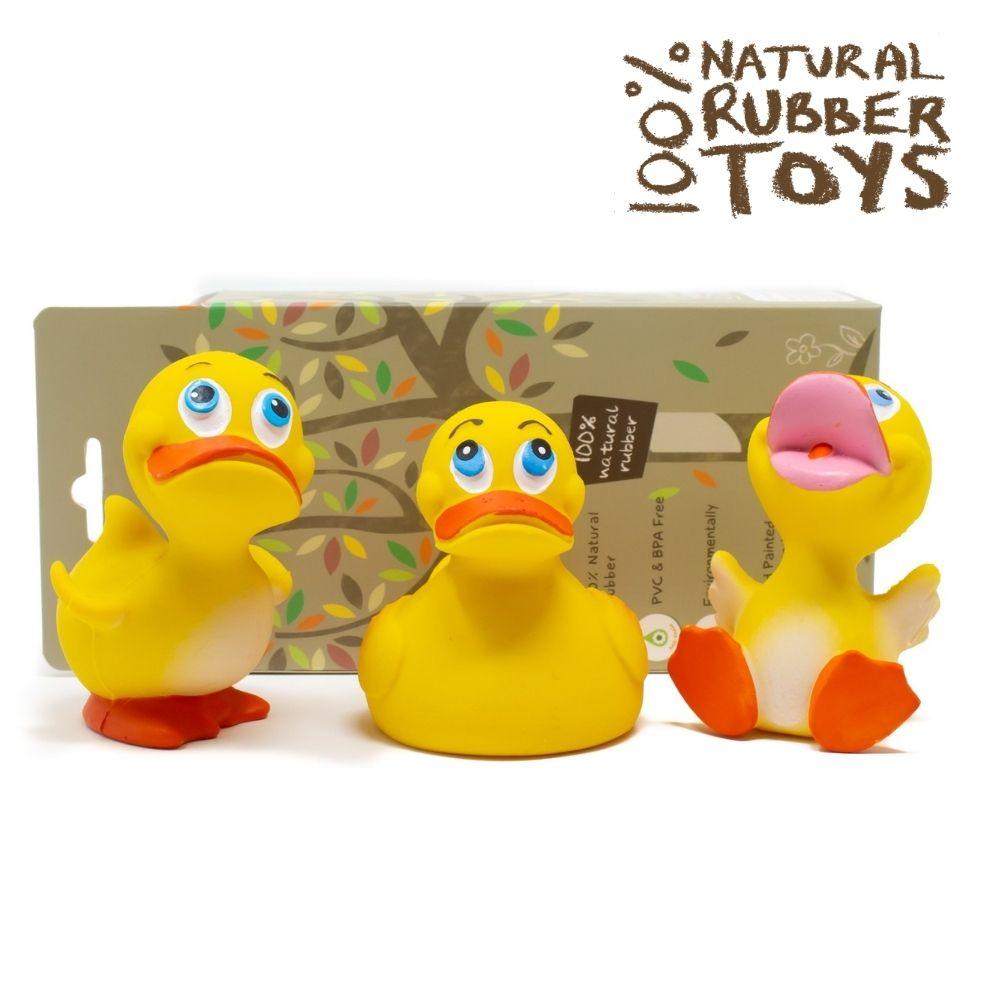 Classical Natural Rubber Duck 3-Set - Natural rubber Pet Toys