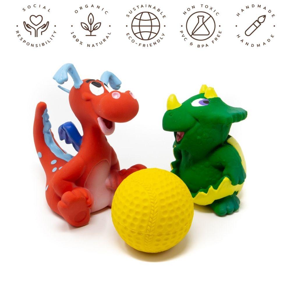 Dino Set Ball Dog Toy - Natural rubber Pet Toys