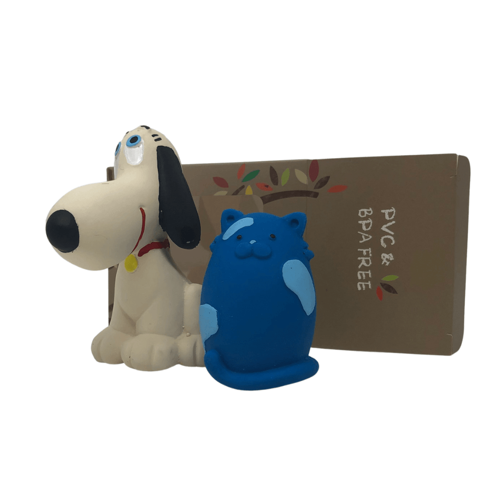OVO Blue Cat Egg & Beagle Dog 2-Set - Natural rubber Pet Toys